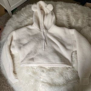 white fluffy bear comfy pajama set<3